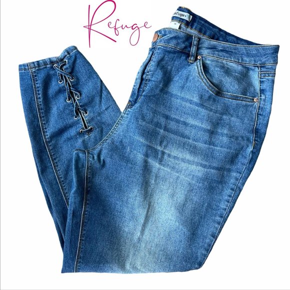 SOLD!!!Refuge Ankle Jeans, Laced Front, Casual Fi… - Picture 1 of 7